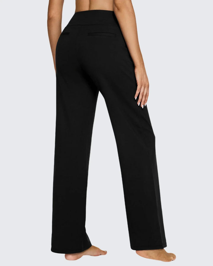 Doreen™ Casual Flex Nero by Emma & Rose Cape Town, black casual pants with elastic waist, shown on a model.