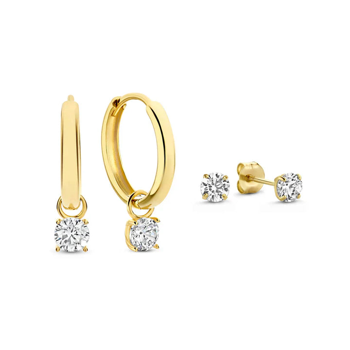 Krizalyssa™ diamond pendant earrings by Emma & Rose Cape Town, elegant gold earrings with sparkling diamond pendants.