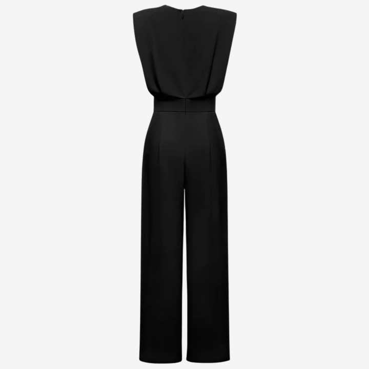 Beige Ariia™ jumpsuit belt from Emma & Rose Cape Town, styled with a sleek one-piece jumpsuit for casual or chic wear.