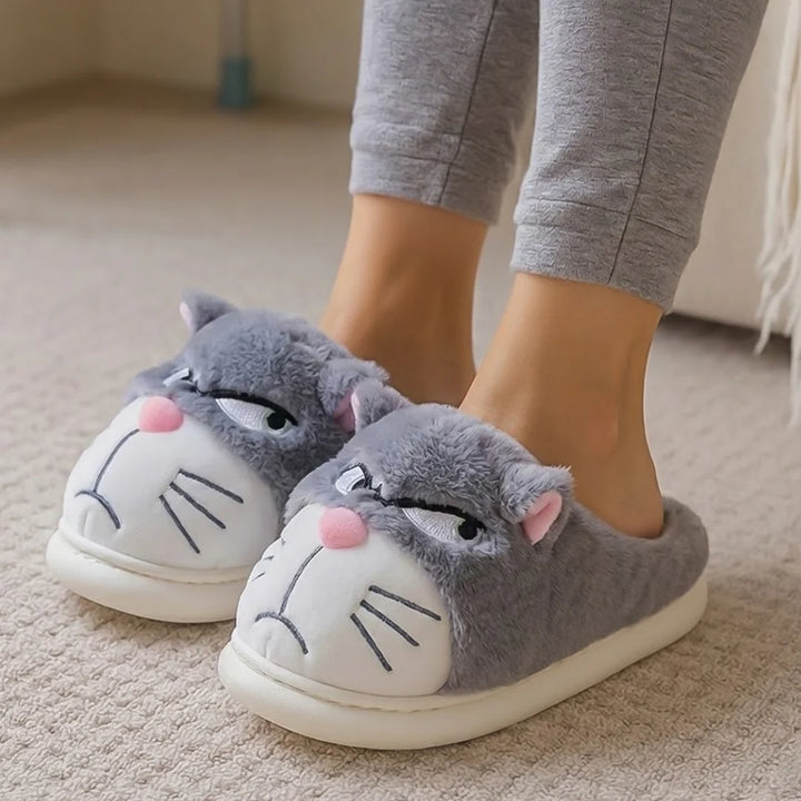 Grey Royal™ Cat Slippers by Emma & Rose Cape Town, cozy slippers featuring a royal cat design, size 36-37.