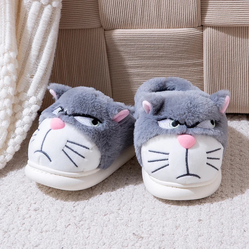 Grey Royal™ cat slippers by Emma & Rose Cape Town featuring soft fabric and feline design in size 36-37.
