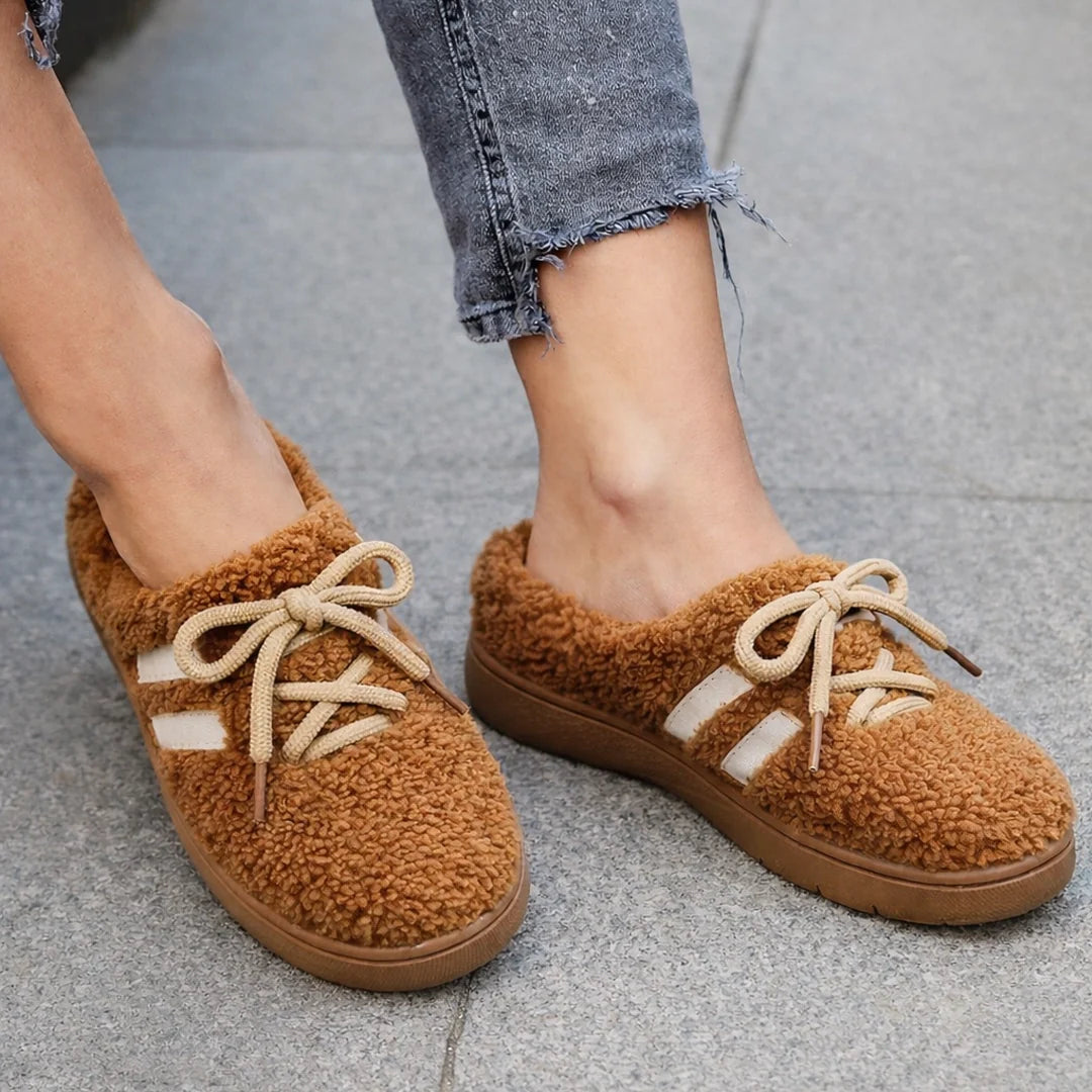Emma & Rose Cape Town Lara Cozy Run slippers in coffee color, soft fabric with plush interior, size 36-37, designed for comfort.
