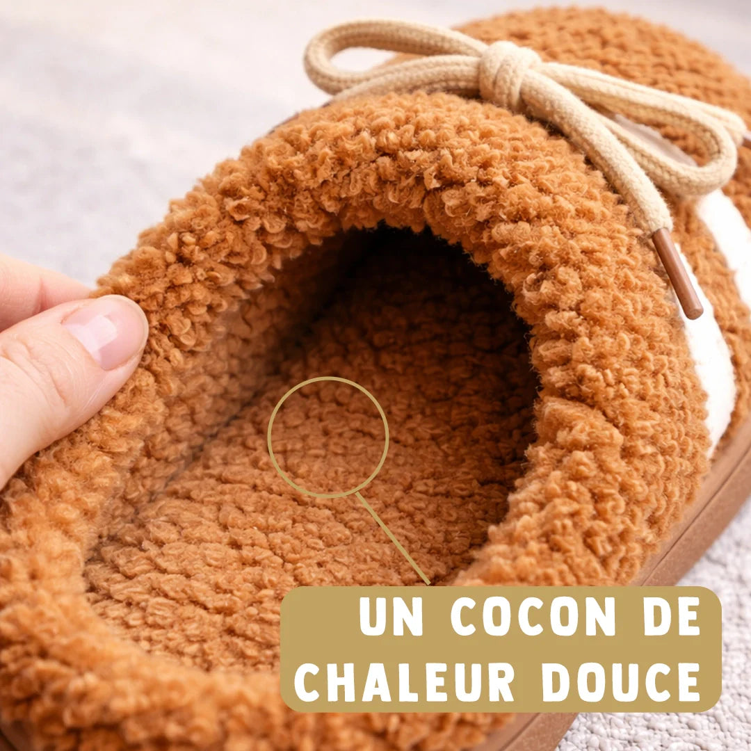 Emma & Rose Cape Town Lara Cozy Run slippers in coffee color, soft fabric, slip-on design, perfect for cozy indoor comfort.