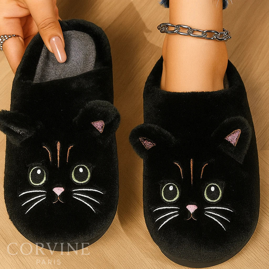 Emma & Rose Cape Town Ingrid™ soft cat slippers with plush white fabric and cozy design, perfect for comfortable indoor wear.
