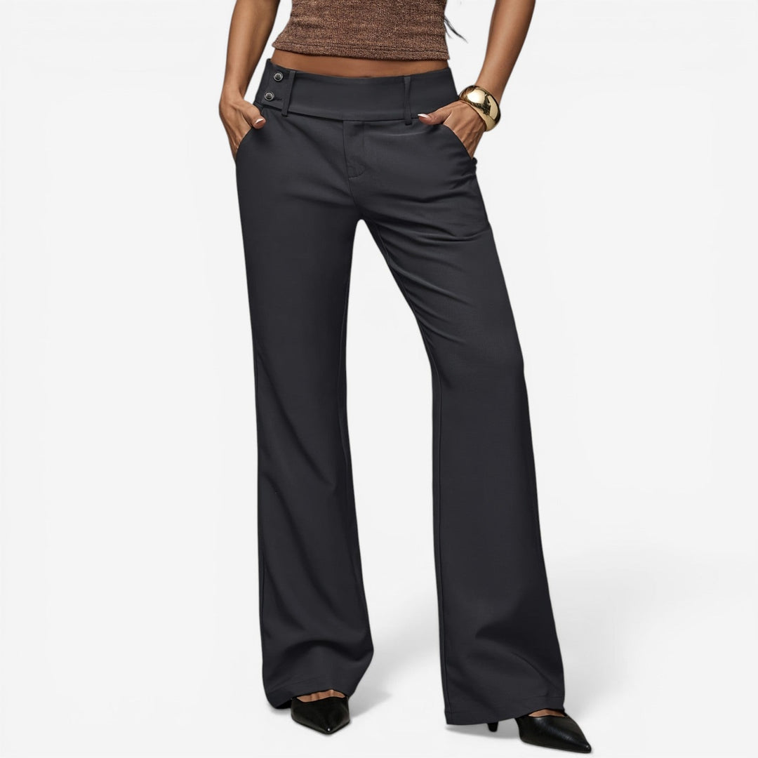 Black Daena™ Wide-Leg Trousers by Emma & Rose Cape Town, stylish flowy pants with a relaxed fit and wide-leg design.