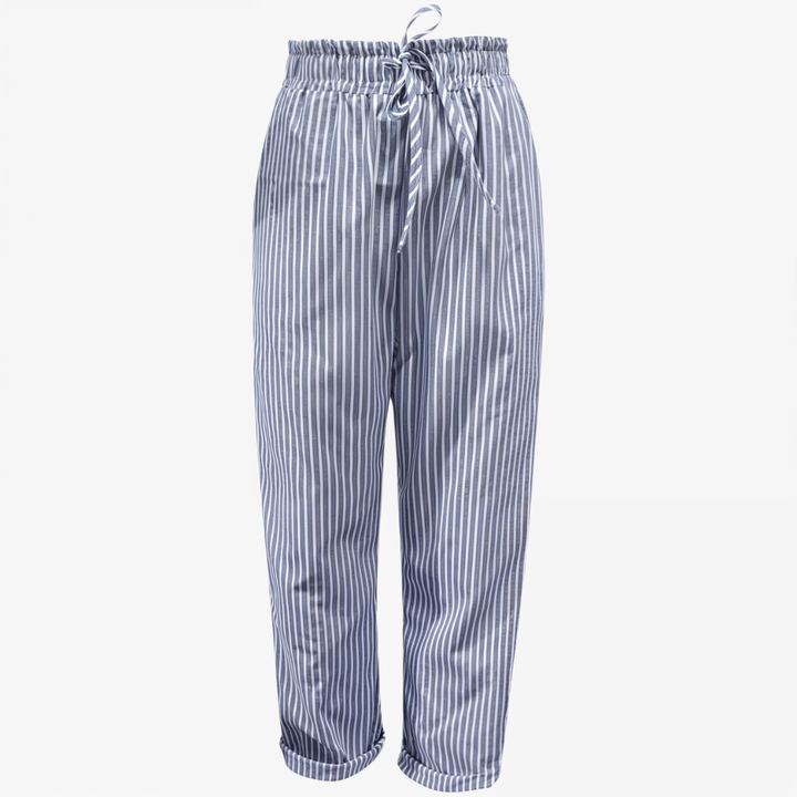 Noémie™ Fluid Summer Trousers by Emma & Rose Cape Town, lightweight blue pants with relaxed fit and comfortable fabric.