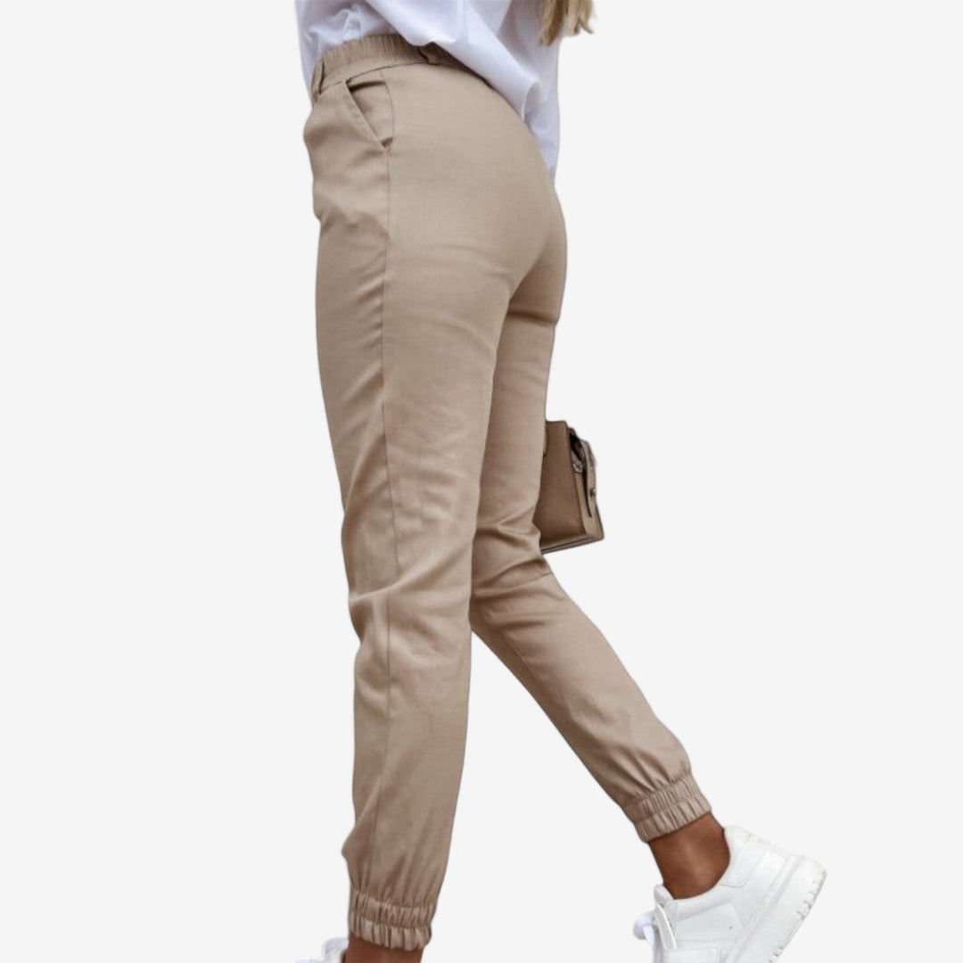 Green Melania™ Slim Fit Trousers by Emma & Rose Cape Town, tailored pants with a sleek, modern fit.