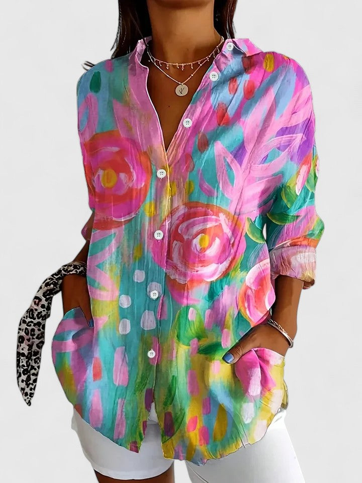 Pink Anica™ sophisticated blouse by Emma & Rose Cape Town, featuring elegant fabric and stylish design.