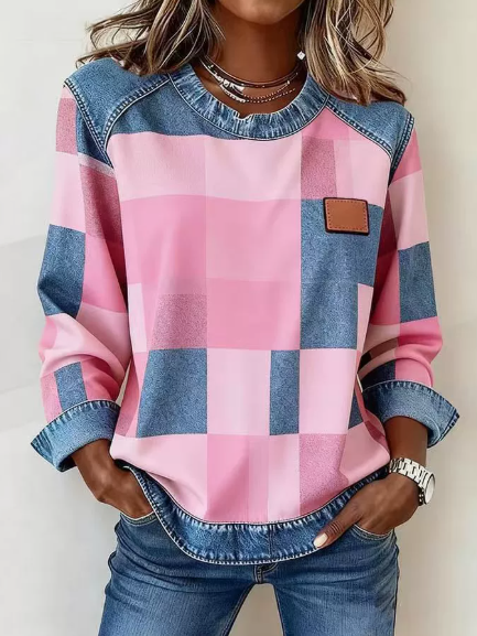Emma & Rose vintage check knit sweater — women's knitwear
