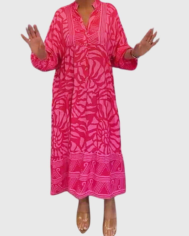 Pink Emma & Rose Cape Town Mckinley maxi dress with an elegant floral print, flowing fabric, and sleeveless design.