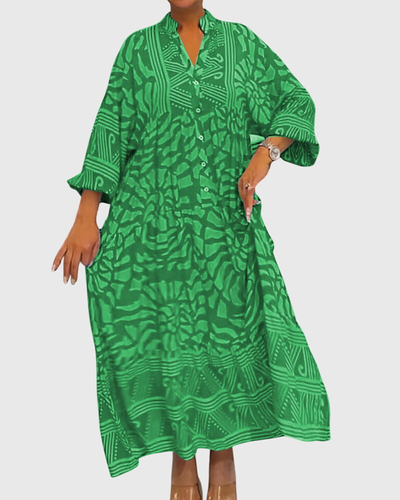 Emma & Rose Cape Town Mckinley Maxi Dress with elegant pink print, flowing fabric and stylish design, perfect for summer or evening wear.