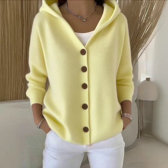 Pink Zulo™ soft hooded cardigan by Emma & Rose Cape Town, featuring a cozy, lightweight knit with a hood and relaxed fit.