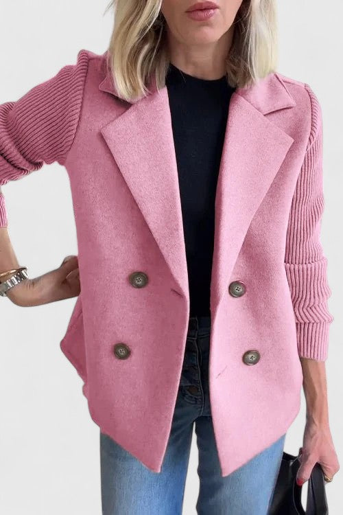 Pink Winslet™ elegant blazer by Emma & Rose Cape Town, tailored fit with lapels and stylish design, displayed on a hanger.