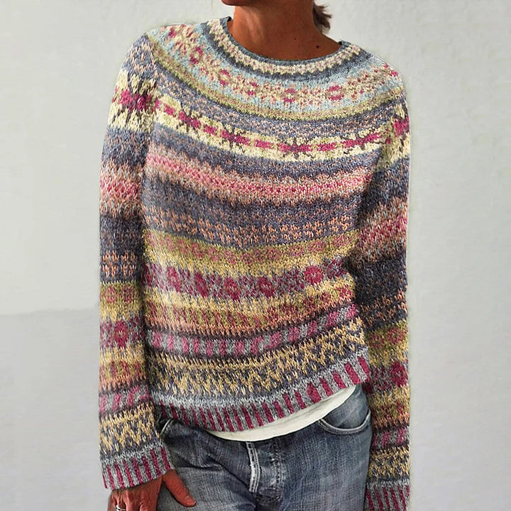 Multicolor Mckenna Vintage Pullover by Emma & Rose Cape Town featuring a cozy, stylish knit design on a white background.