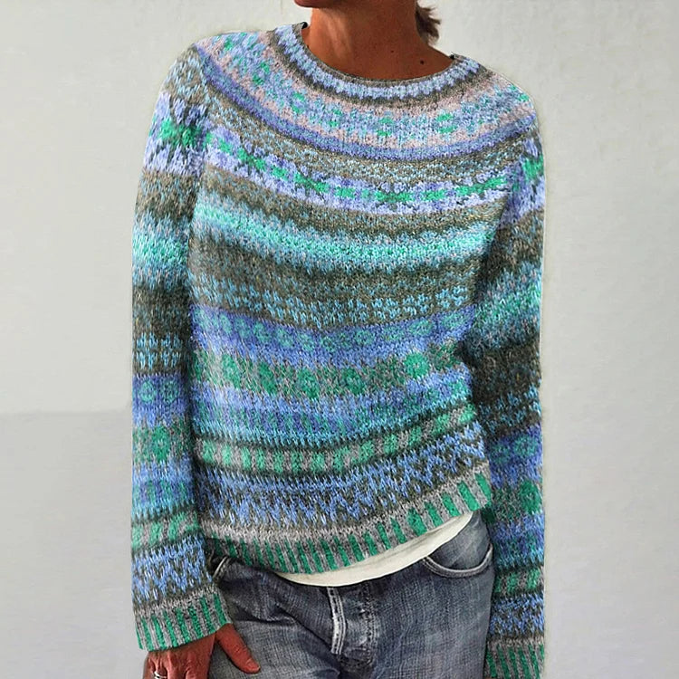 Multicolor Mckenna™ Vintage Pullover by Emma & Rose Cape Town featuring a cozy knit design and vibrant pattern.