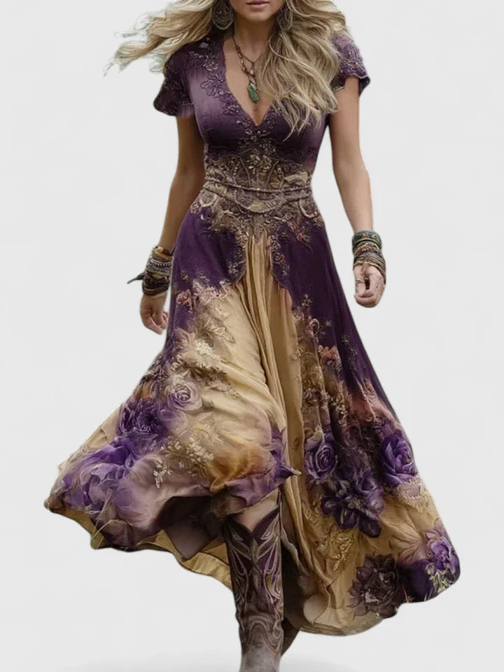 Purple Sydneighh™ elegant maxi dress by Emma & Rose Cape Town, flowing fabric and sophisticated design for formal occasions.