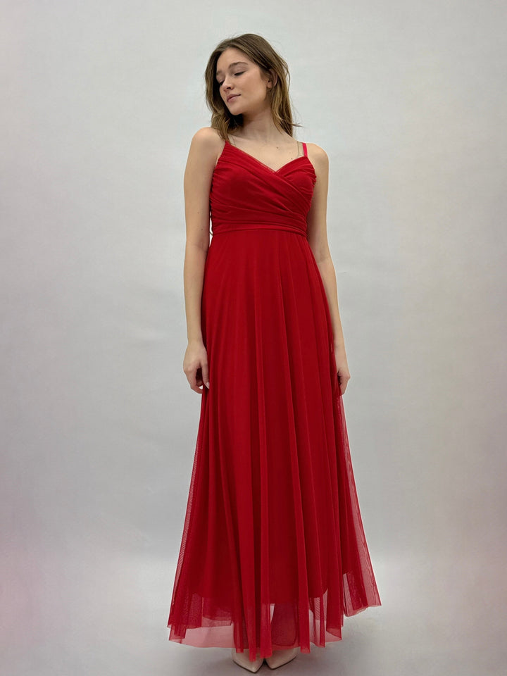 Emma & Rose Cape Town Allegra™ flowing red dress with a lightweight, elegant design and soft fabric for a stylish look.