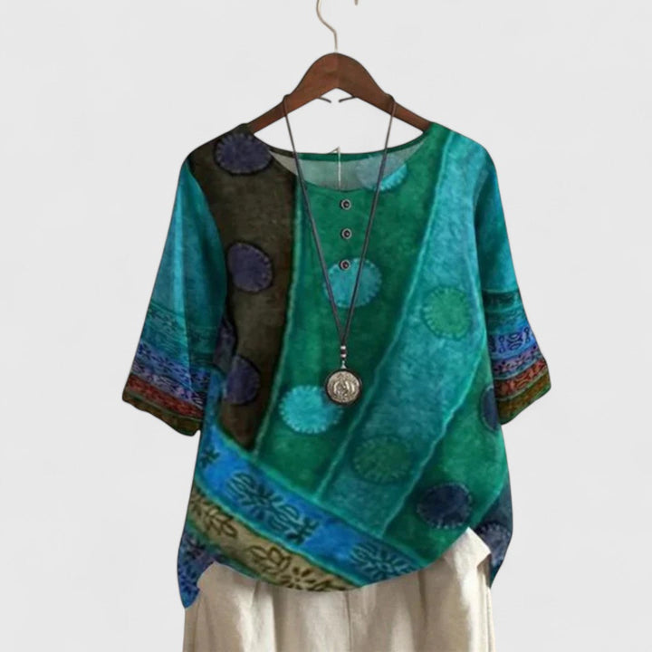 Auralie™ elegant boho top by Emma & Rose Cape Town, featuring flowy fabric and bohemian style in vibrant red.