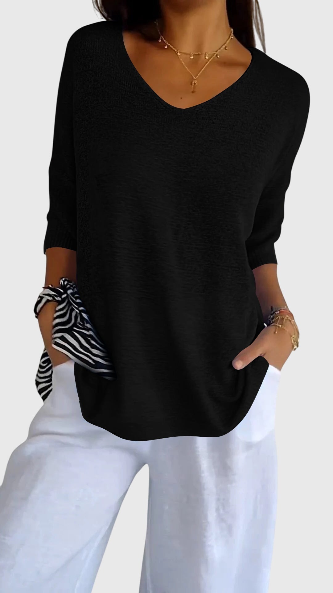 Emma & Rose Cape Town Cassandra V-neck top in vibrant red, stylish and elegant women’s fashion top.