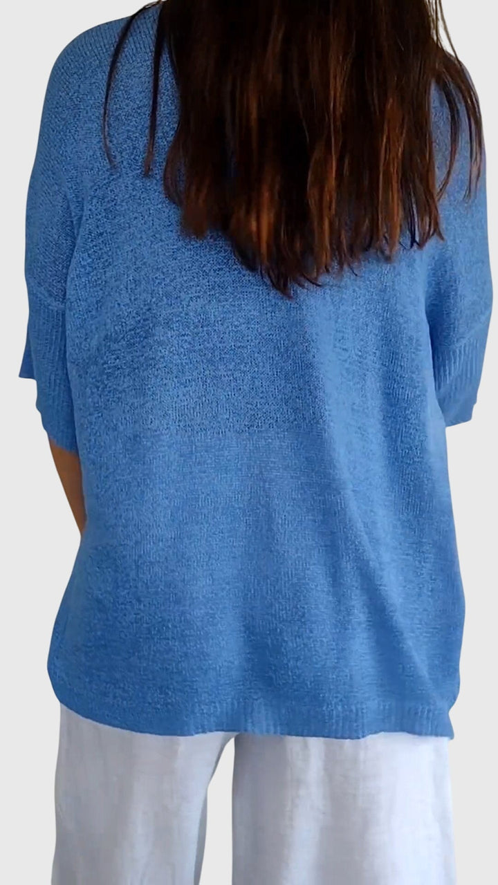 Emma & Rose Cape Town Cassandra V-neck top in red, elegant women's blouse with a flattering V-neck design.