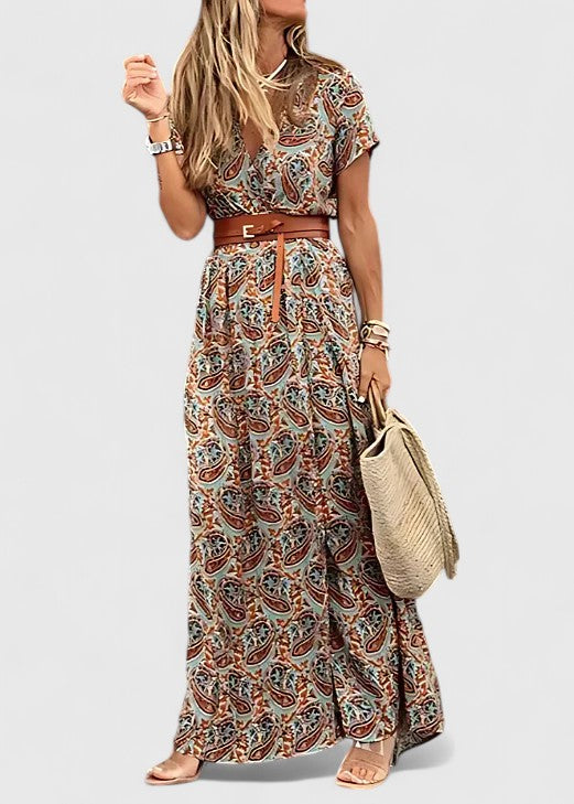 Emma & Rose Cape Town Lorraine™ stylish boho maxi dress in red, featuring flowing fabric and bohemian design.