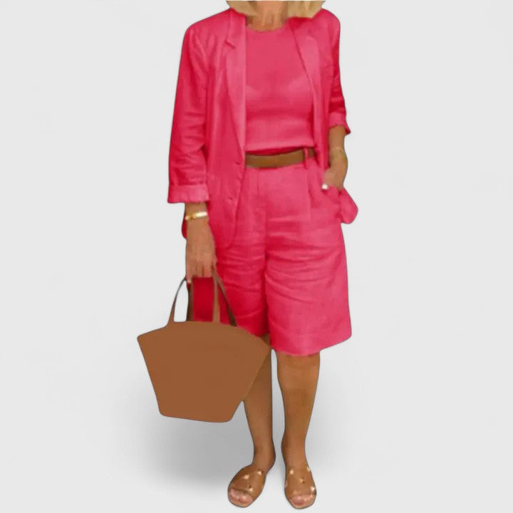 Red Railey™ Elegant 2-piece suit set by Emma & Rose Cape Town, featuring a tailored blazer and matching trousers.