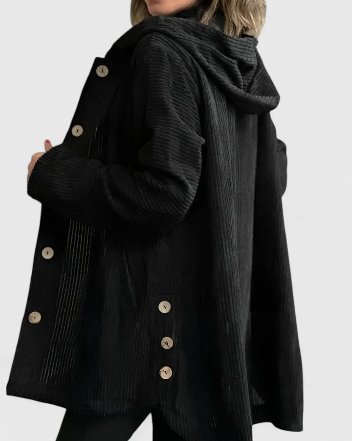 Red Ysalindah™ comfortable jacket by Emma & Rose Cape Town, shown on a model with a relaxed fit and stylish design.