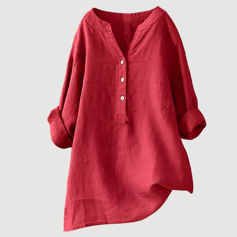 Emma & Rose Cape Town Ravenna™ women's oversized blouse in red, featuring a loose fit and stylish design.