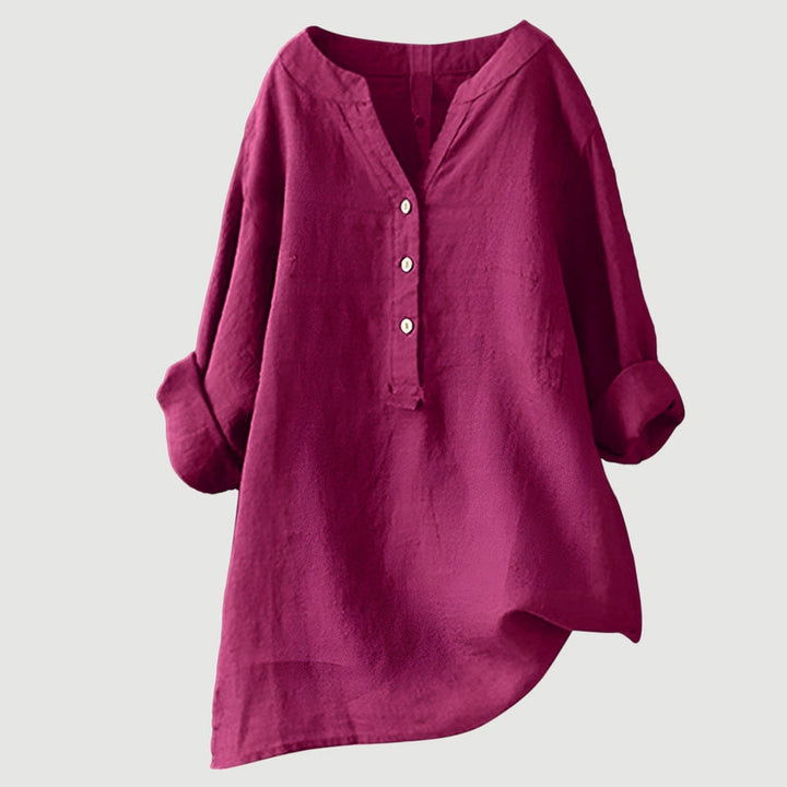 Emma & Rose Cape Town Ravenna™ women's oversized blouse in red, relaxed fit with flowing fabric and stylish design.