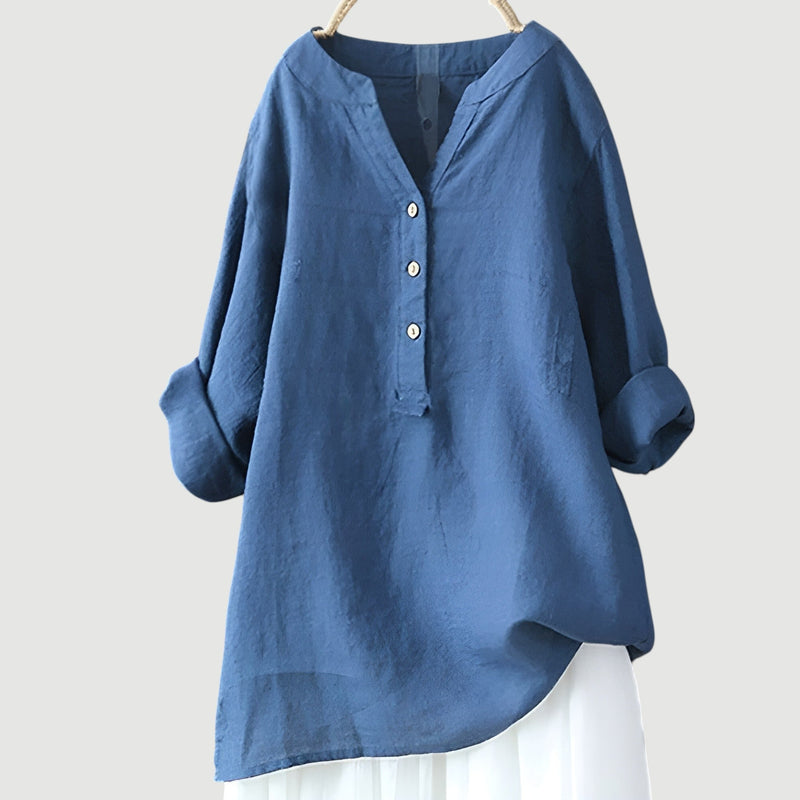 Red women's Ravenna™ oversized blouse by Emma & Rose Cape Town, featuring relaxed fit and stylish long sleeves.
