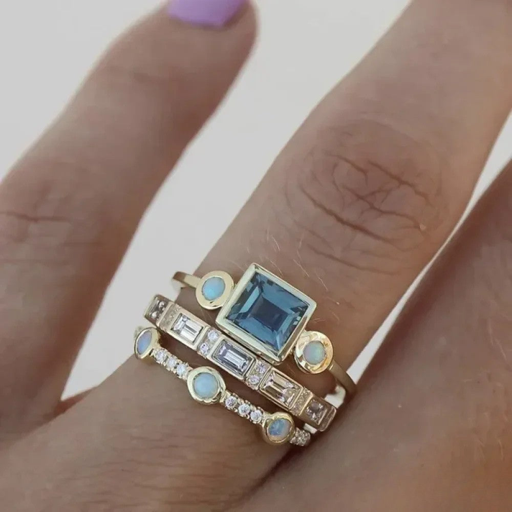 Retro™ blue ring by Emma & Rose Cape Town featuring a stylish circular design and vibrant blue color.