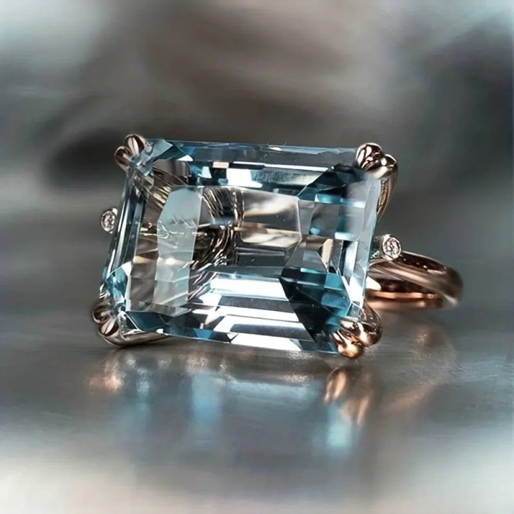 Emma & Rose Cape Town Helena Classic Vintage Blue Ring showing intricate design and vibrant blue gemstone on silver band