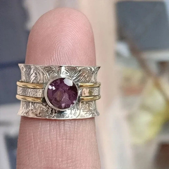 Romy™ Bohemian crystal meditation ring by Emma & Rose Cape Town featuring intricate design and sparkling crystal accents.