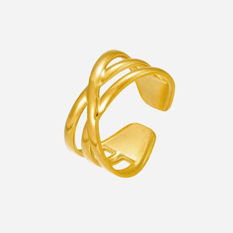 Lourizeth™ 18k gold ring by Emma & Rose Cape Town, elegant adjustable gold ring with a sleek design.