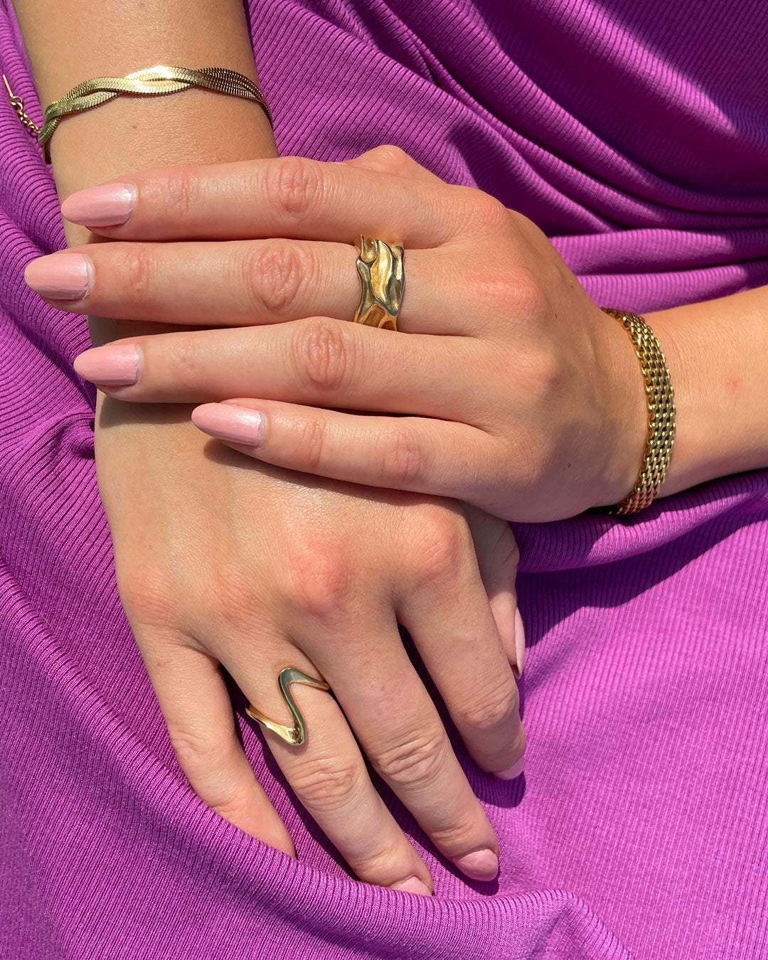 Emma & Rose Cape Town Jaylinette™ large gold ring in 18k gold with a bold design, shown on a plain background.