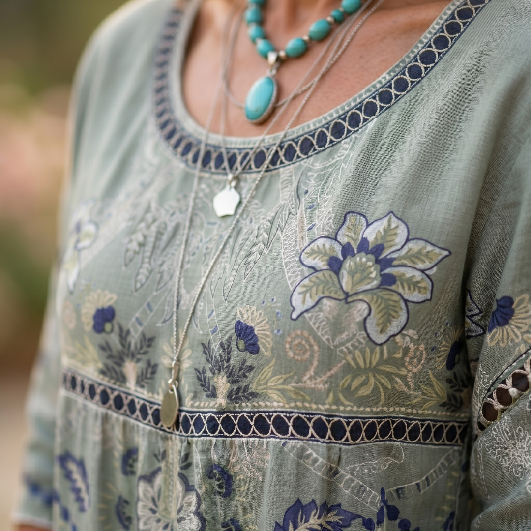 Elegant lightweight Luciana blouse by Emma & Rose Cape Town, shown in soft fabric with ruffled details and a relaxed fit.