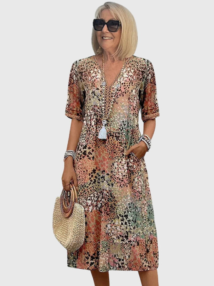 Yvonna™  |  Elegant Floral Midi Dress