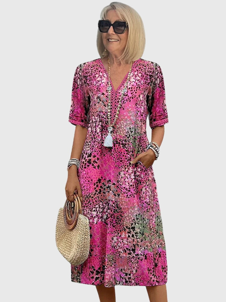 Yvonna™  |  Elegant Floral Midi Dress