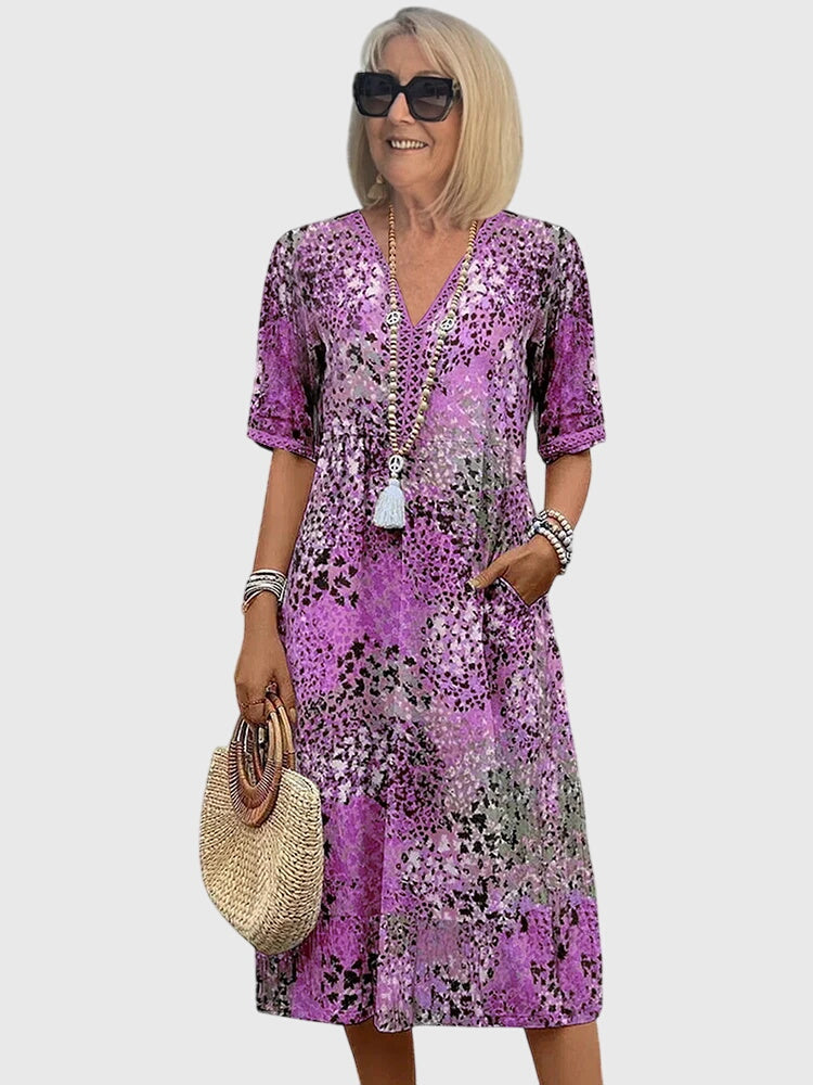 Yvonna™  |  Elegant Floral Midi Dress