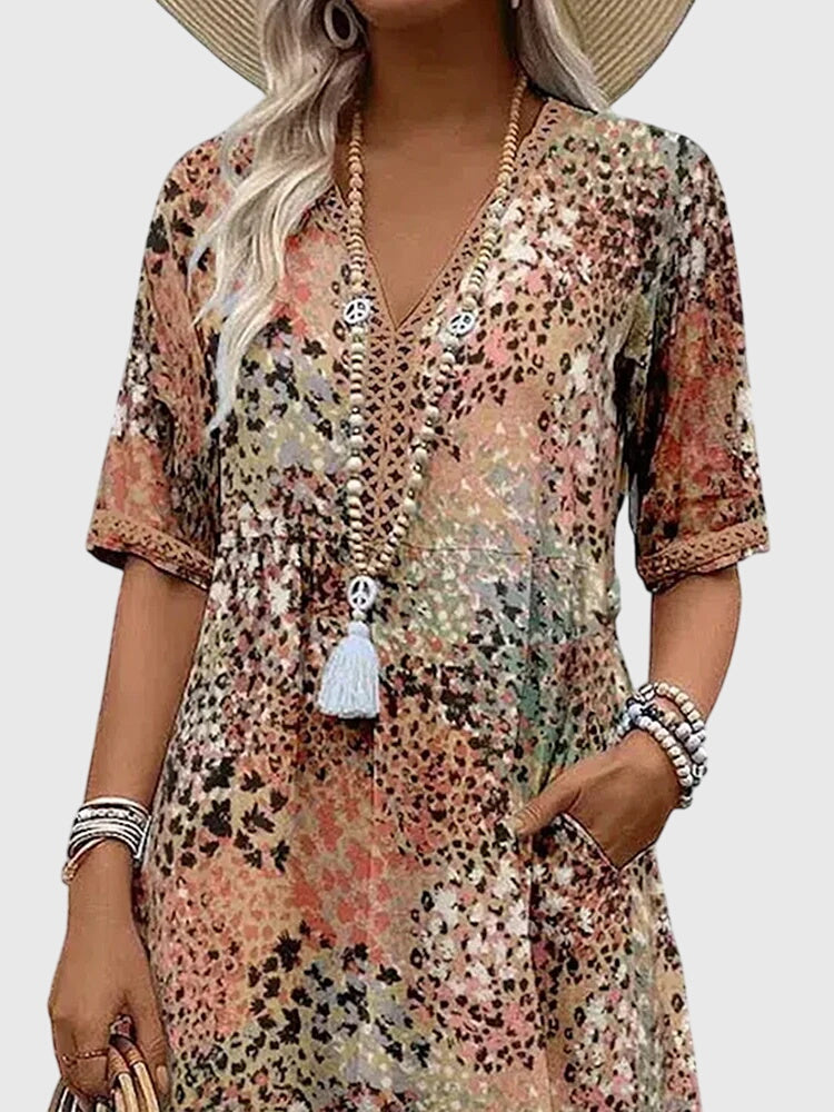 Yvonna™  |  Elegant Floral Midi Dress