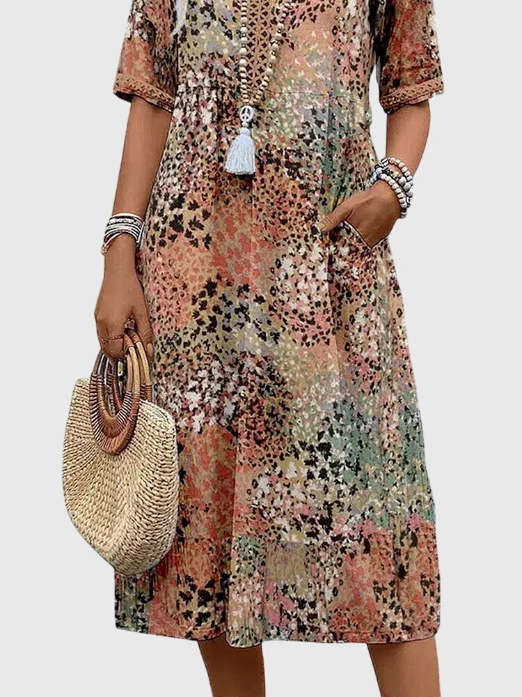 Yvonna™  |  Elegant Floral Midi Dress