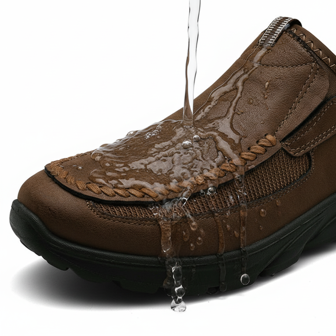 Emma & Rose Cape Town Annelie men's sapatenis Wistom brown shoe, comfortable slip-on style with detailed stitching.