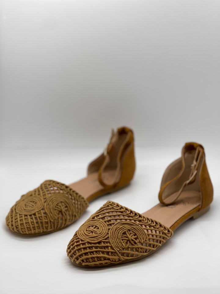 Emma & Rose Cape Town Romy™ beige flat sandals made of soft luxurious fabrics, showcasing stylish and comfortable footwear.