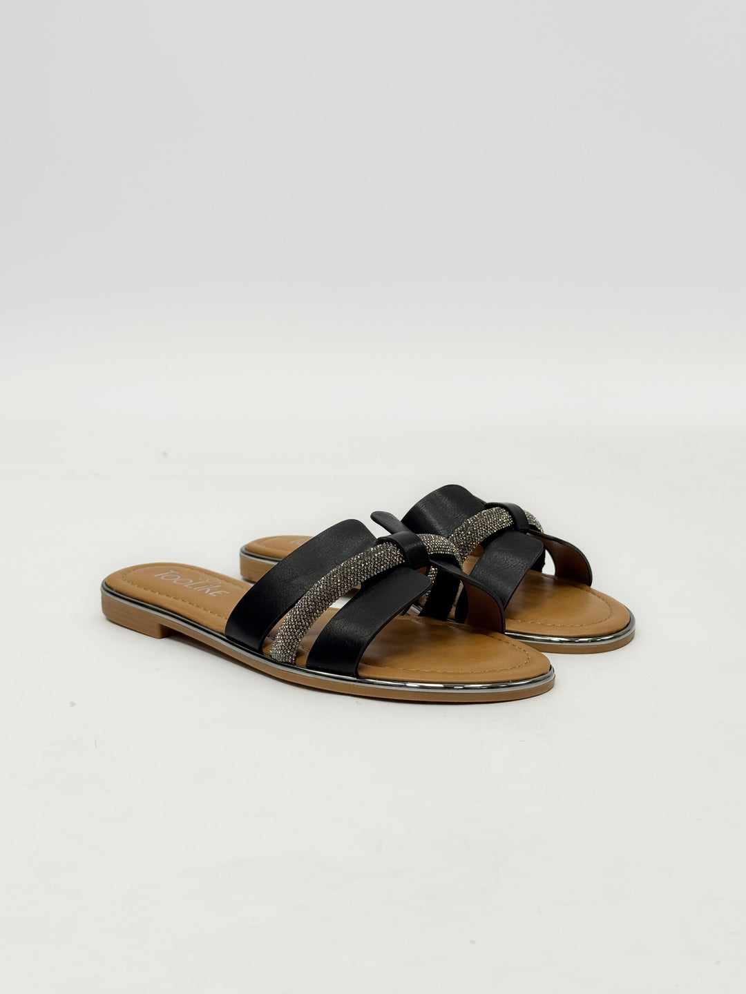 Black Low™ Emma & Rose Cape Town sandals with jeweled straps, stylish open-toe slip-on shoes for women.
