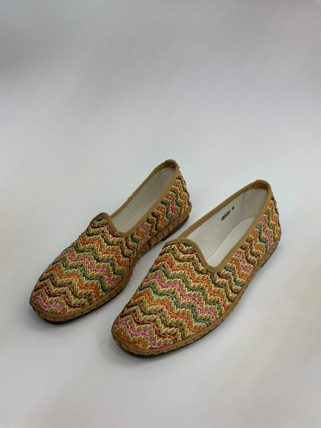 Emma & Rose Cape Town Franziska Friulane shoes in black with colorful soft luxurious fabric, size 36, stylish and comfortable footwear.
