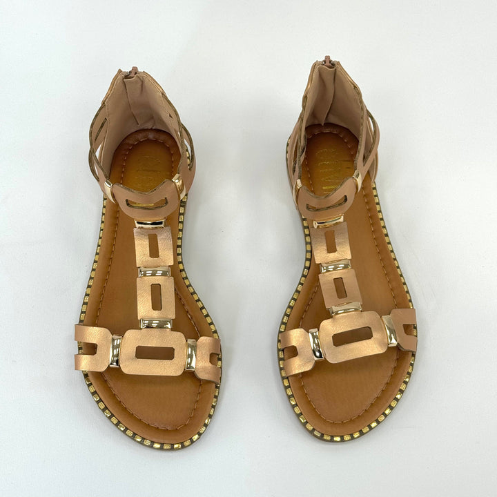 Black Lieke™ open-toe sandals with zip closure from Emma & Rose Cape Town, featuring stylish straps and comfortable soles.