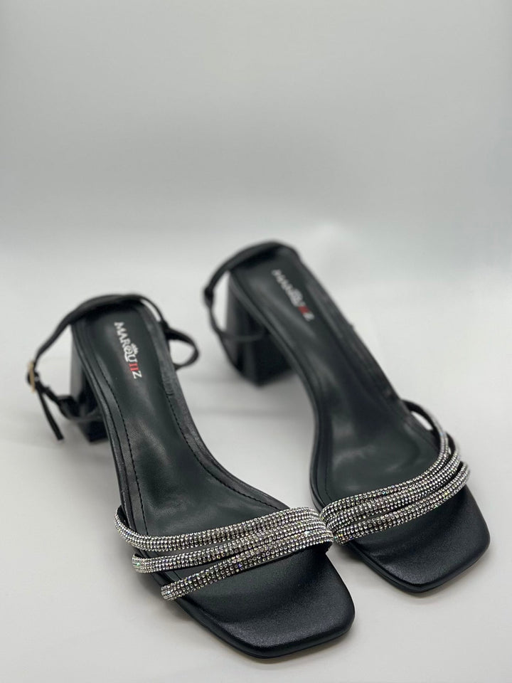 Black Ursula Dale Sandals by Emma & Rose Cape Town, stylish women's slip-on shoes with open toes and comfortable straps.