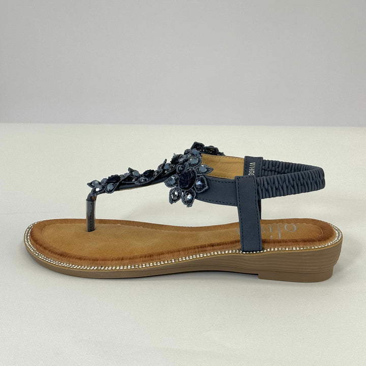 Blue Margot™ Jewelled Flip-flops by Emma & Rose Cape Town, casual slip-on sandals with sparkling embellishments.