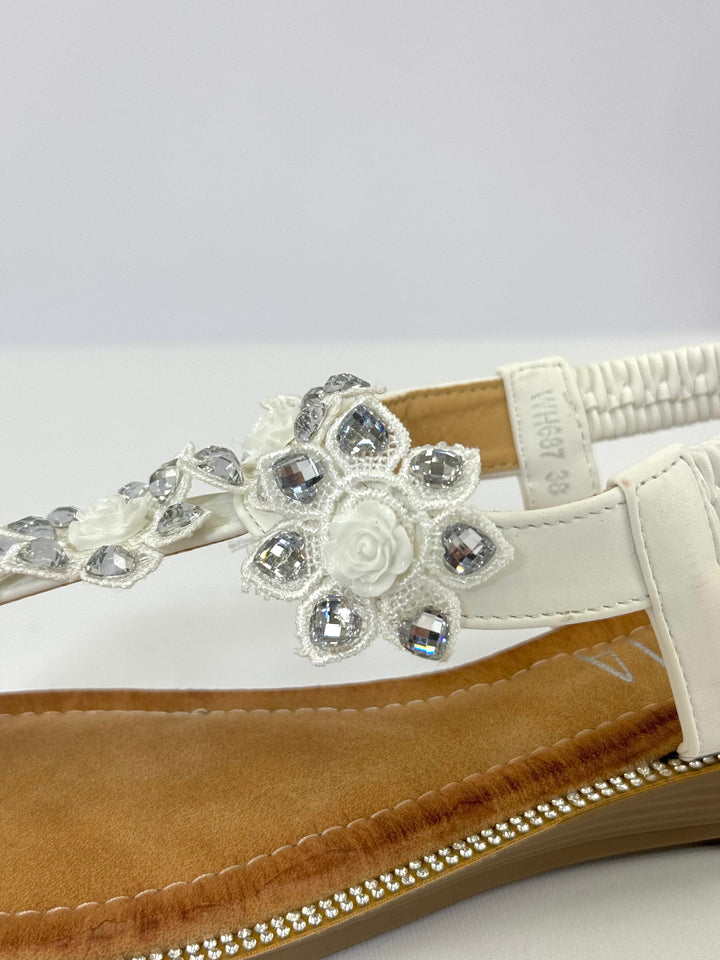 Blue Margot™ Jewelled Flip-flops by Emma & Rose Cape Town, stylish slip-on sandals with sparkling embellishments.
