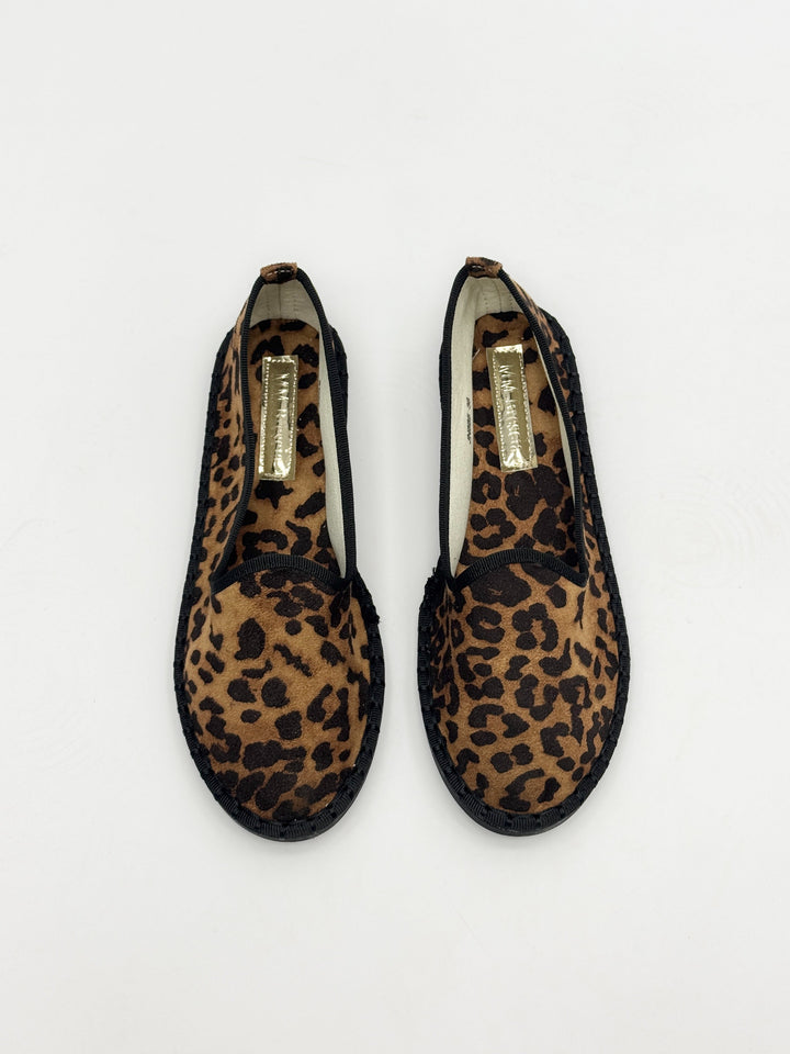 Willemien animal print Friulane slippers by Emma & Rose Cape Town featuring soft, luxurious fabrics and stylish spotted design.